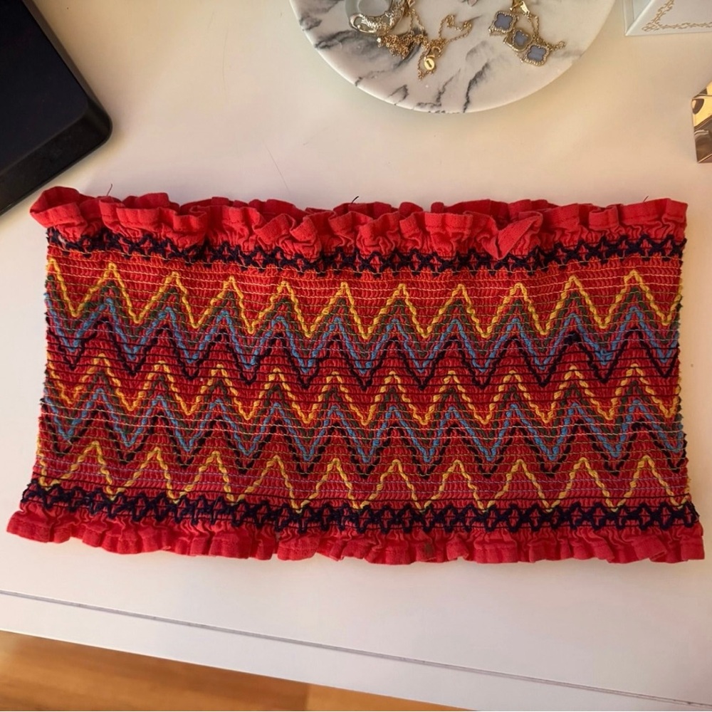Forever 21 Red and Yellow Ruffled Top